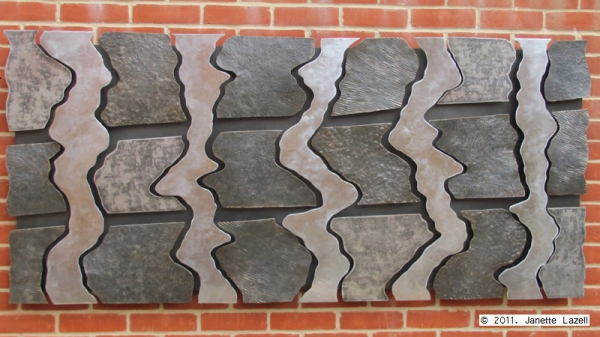 Sculpture - metal wall hanging inspired by photographic image - Gold Water