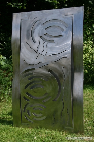 'Rain Circles' Stainless steel wall sculpture for The Sandringham Flower Show 2011 Show Garden 